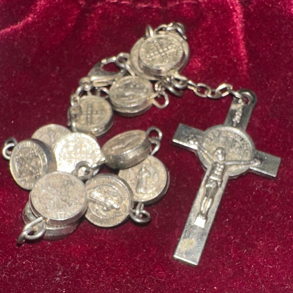 Vintage Saint Benedict Medal Bracelet w/ Crucifix